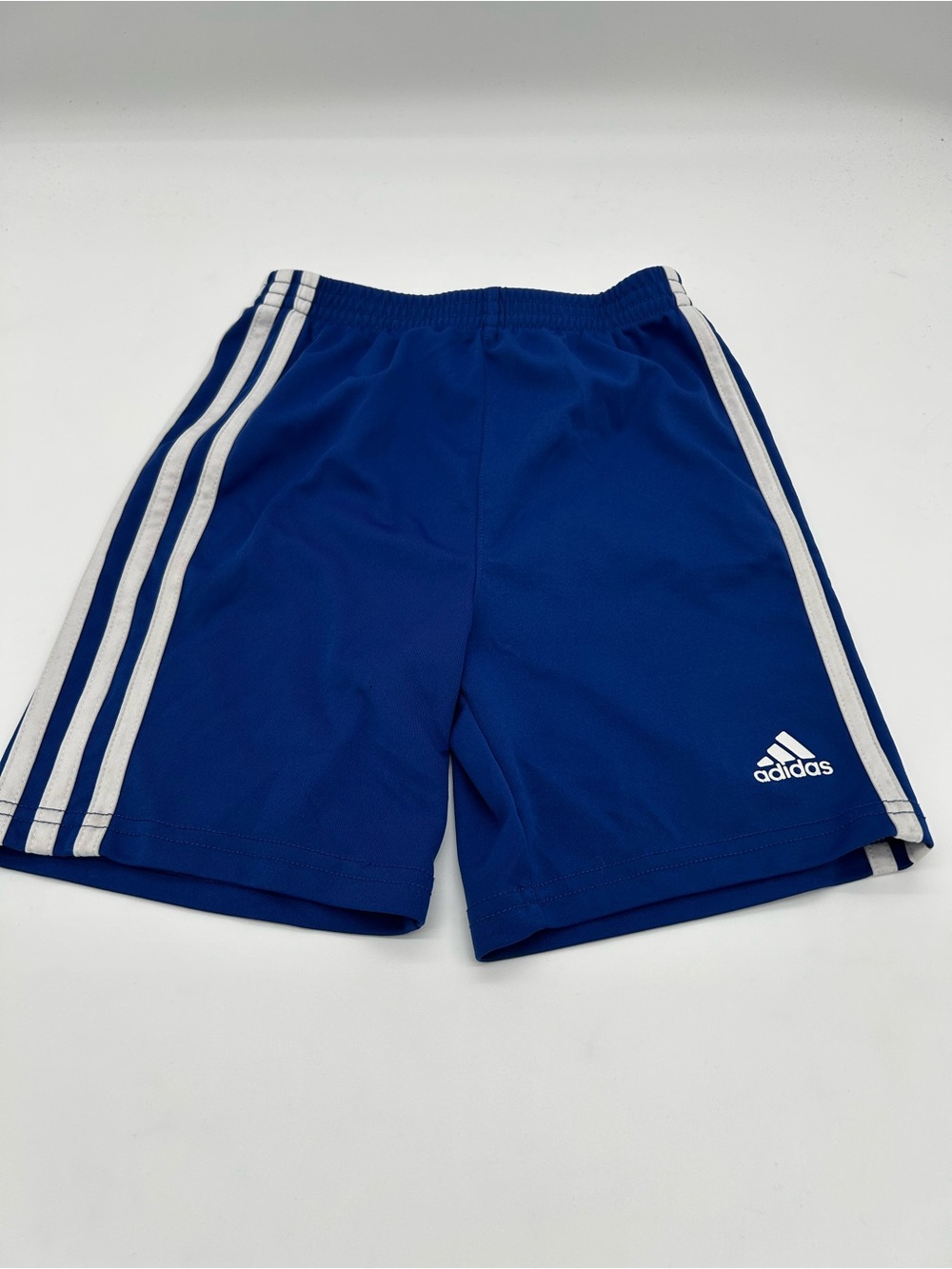 Adidas Kids Blue Athletic Shorts with White Stripes Size 6